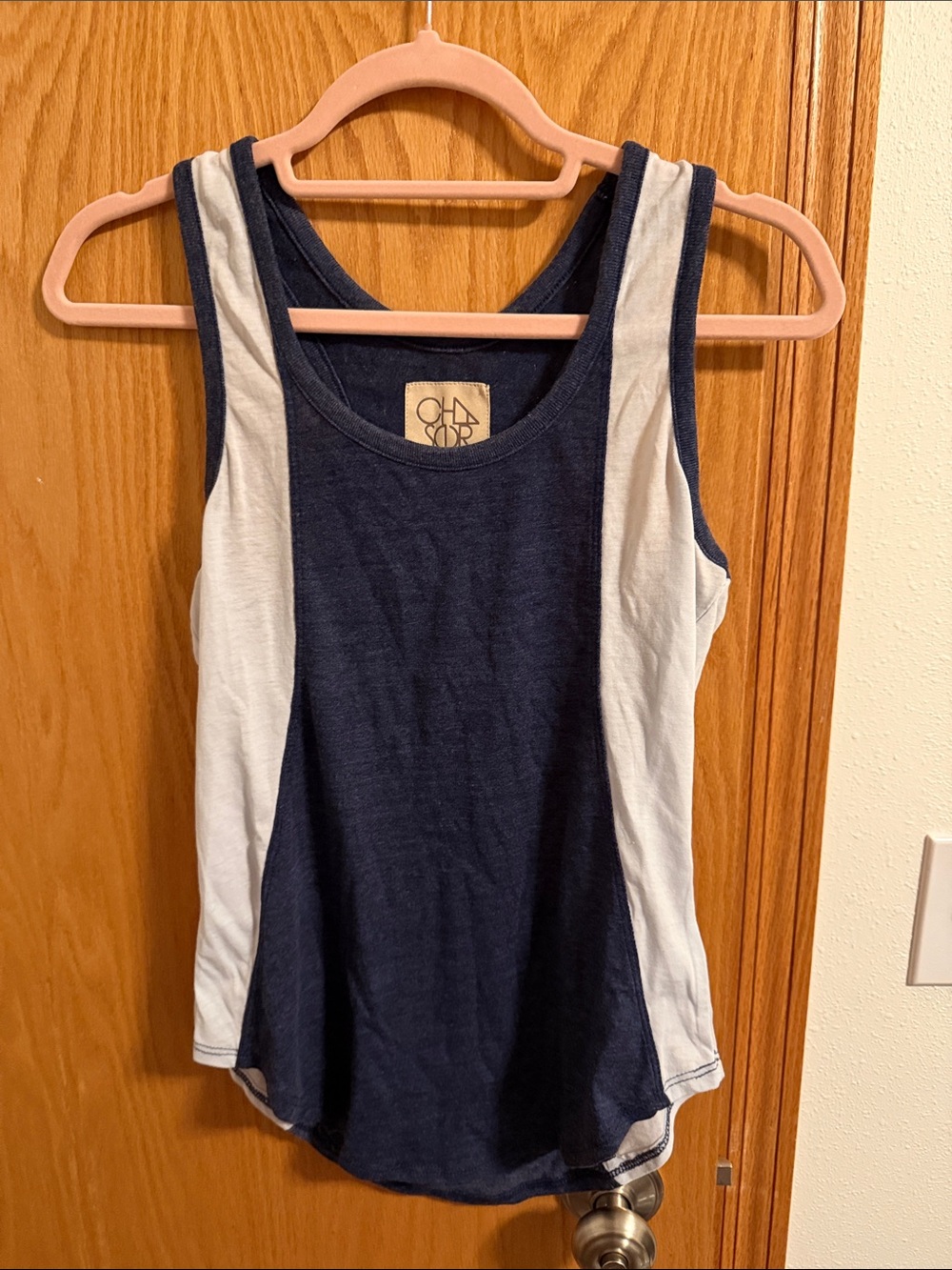 🫶🏼5 for $45!!🫶🏼Chaser Navy and White Racerback Colorblock Tank